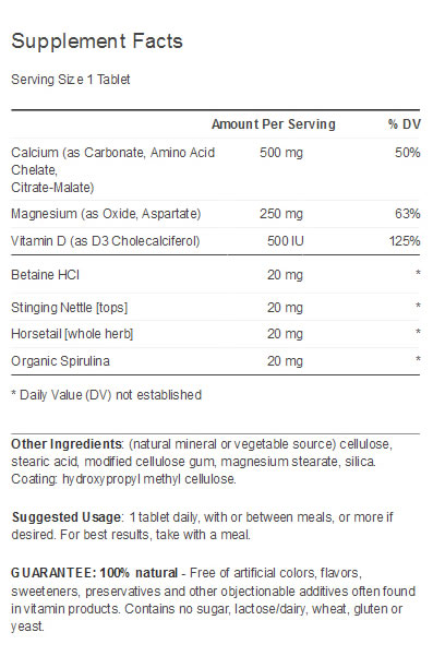 Food Based Calcium, Supplement Facts