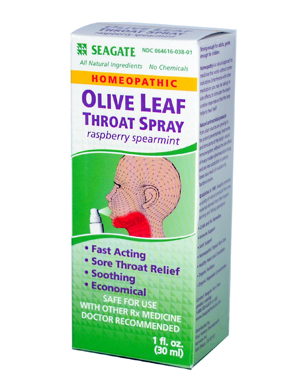 Seagate Olive Leaf Throat Spray Raspberry Spearmint, 1 fl. oz.