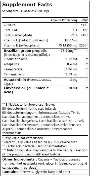 Essential Formulas - Propolis Plus Supplement Facts