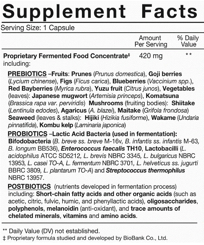 Dr. Ohhira's Professional Formula Supplement Facts