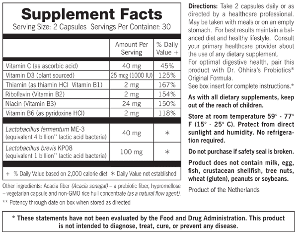 RegActive Immune and Vitality Supplement Facts