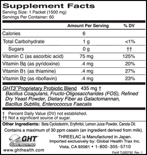 Threelac, Supplement Facts