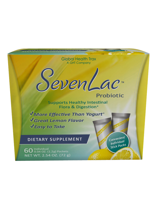 Global Health Trax Sevenlac Probiotic, Lemon 60 Pkts