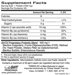 Threelac, Supplement Facts