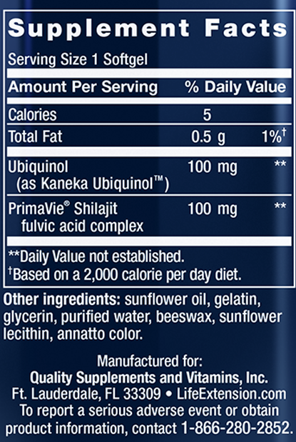 Life Extension Super Ubiquinol CoQ10 w/Enhanced Mitochondrial Support, 100 MG, 60 Softgel