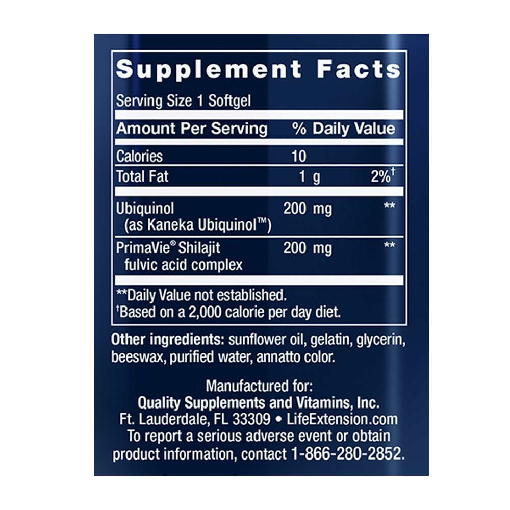 Supplement Facts Super Ubiquinol CoQ10