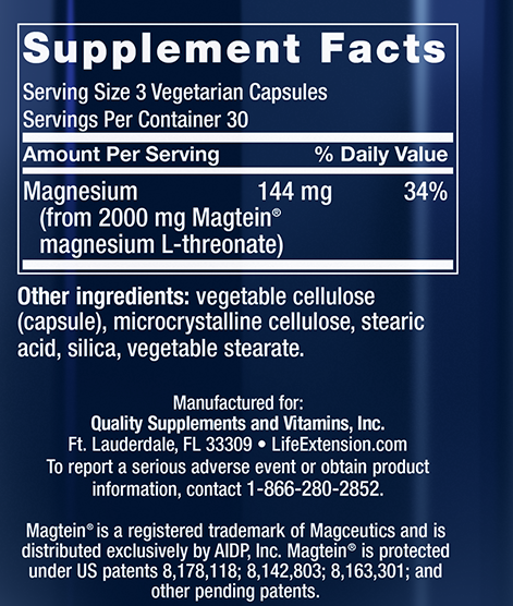 Life Extension Neuro-Mag Magnesium Threonate, 90 VCaps  Exo  09/2023