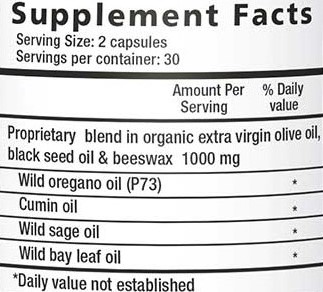 Oregabiotic, 60 caps, Supplement Facts