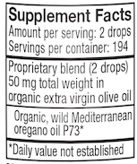 Oreganol P73, Oil of Oregano, 1 oz. Supplement Facts