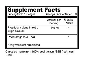 Oreganol P73, Oil of Oregano, 60 Softgels, Supplement Facts