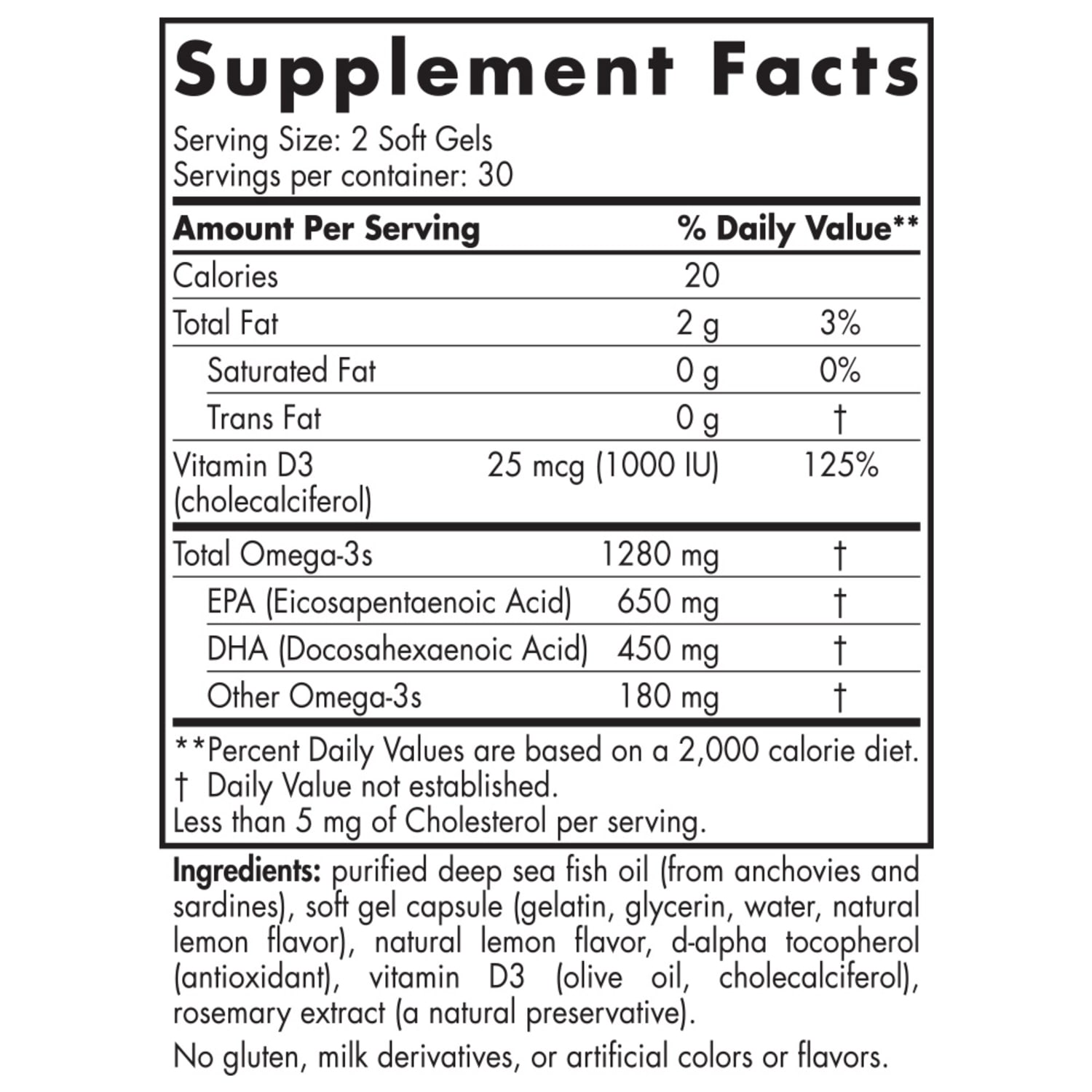 Nordic Naturals Ultimate Omega with Vitamin D Supplement Facts