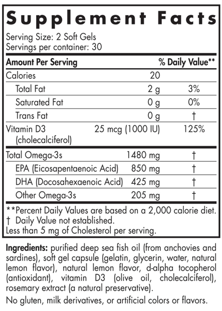 Nordic Naturals Ultimate Omega-D3 Sport, Supplement Facts