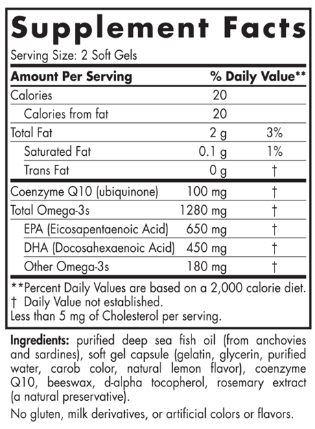 Nordic Naturals Ultimate Omega plus CoQ10 Supplement Facts