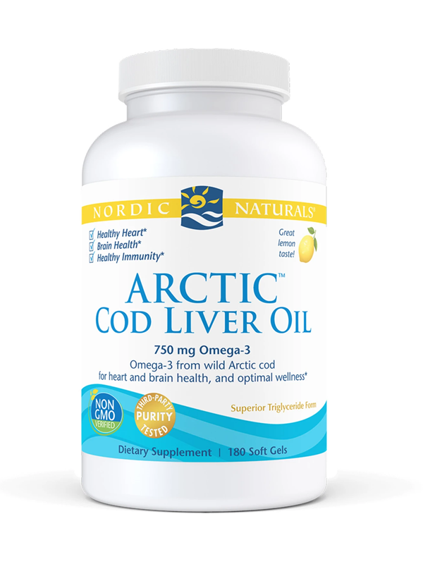 Nordic Naturals Arctic Cod Liver Oil 1000 mg, 180 Softgels