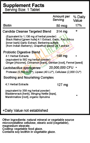 Candida Cleanse, Supplement Facts